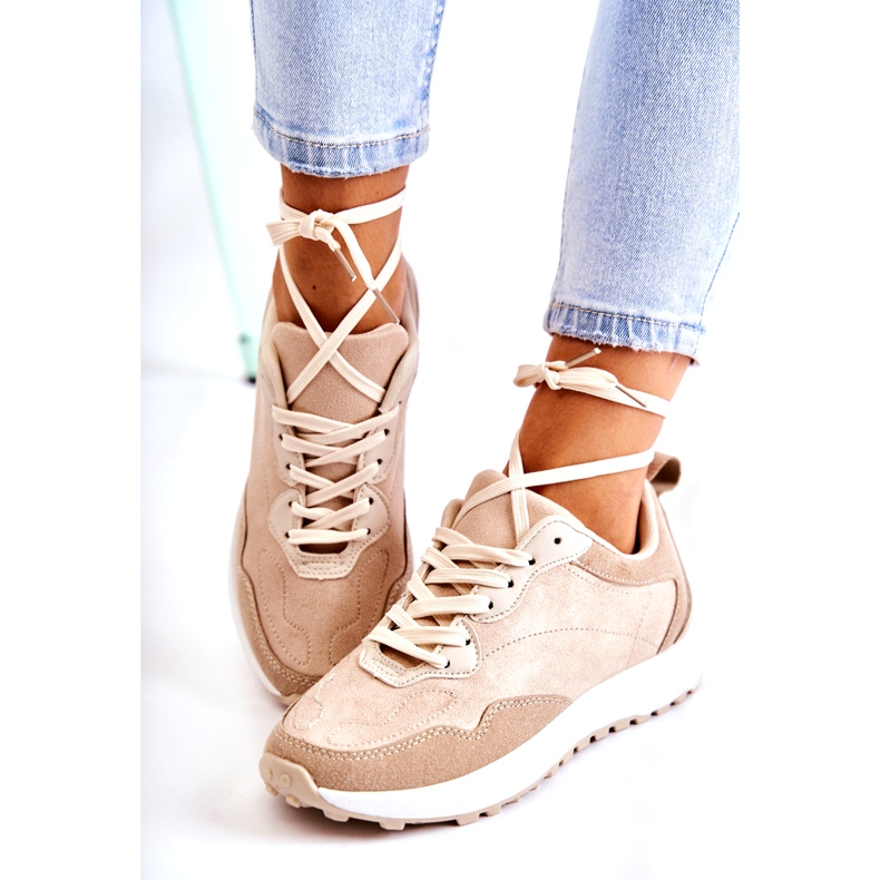PG1 Scarpe sportive da donna in pelle scamosciata Beige Nayla 1