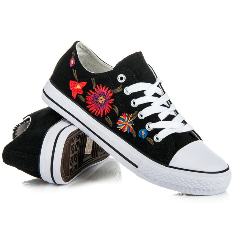 Sneakers stringate con toppe nero 1