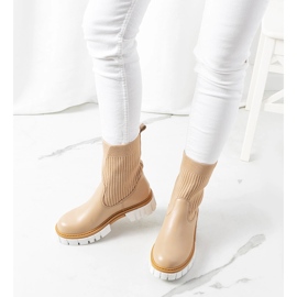 Stivali beige con tomaia a calzino Amelie 1