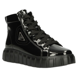 Stivaletti in vernice sulla piattaforma Filippo W PAW382 nero 1