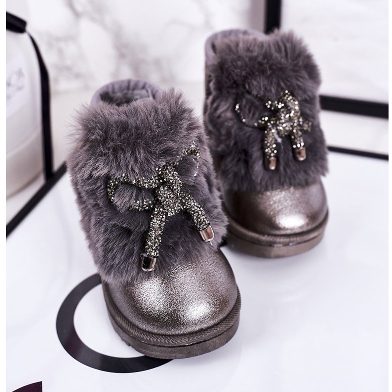 Doposci da Bambino Con Pelliccia Grigio Scuro Aurora 20228-1B/2B 2