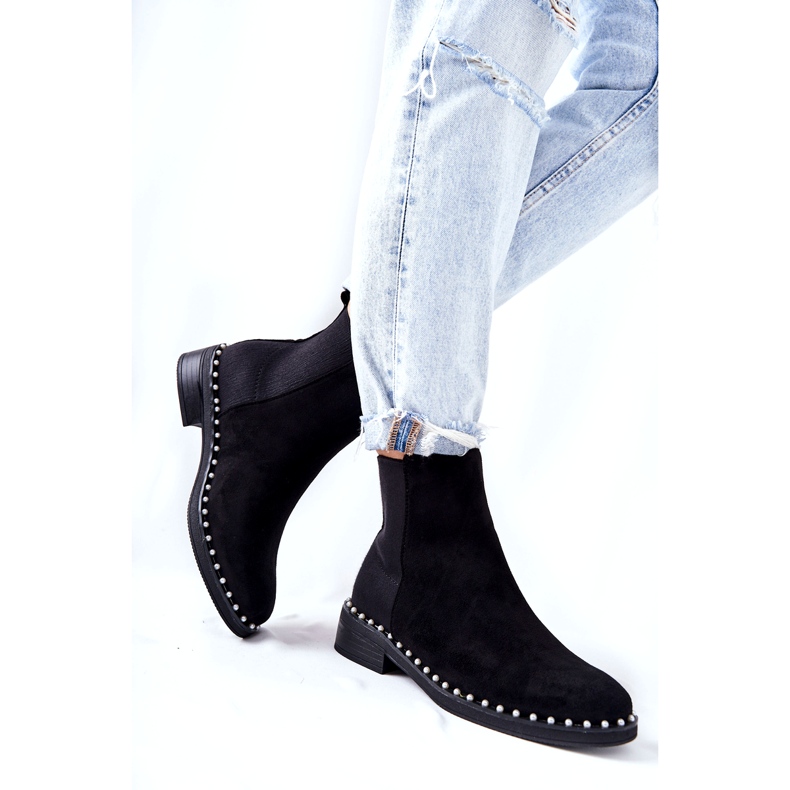 PG1 Stivaletti in camoscio Stivaletti Chelsea con perle nere Jilanna 8335 BLK nero 2