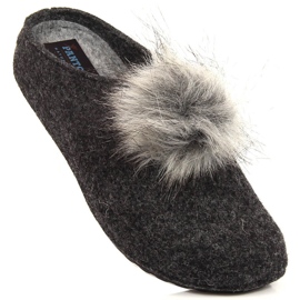Comode pantofole grigie da donna con pompon Panto Fino grigio 1