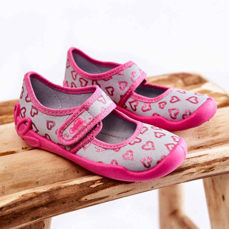 BEFADO S.A. Ciabatte Ballerina Cuore Bambini Befado 123X070 Grigio-Rosa 1