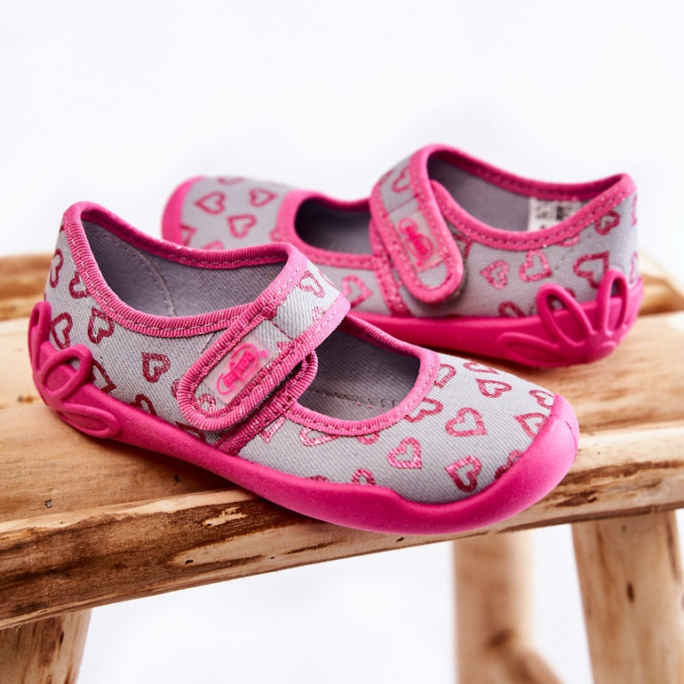 BEFADO S.A. Ciabatte Ballerina Cuore Bambini Befado 123X070 Grigio-Rosa 2