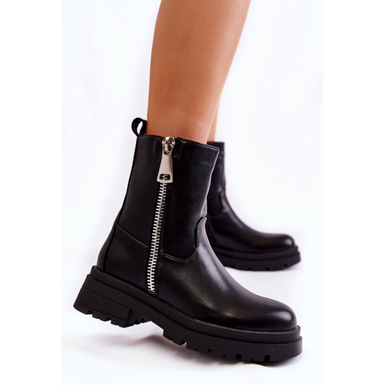 PG1 Stivali caldi Jette da donna neri con cerniere nero 1