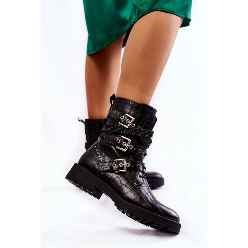 Stivali caldi da donna con strisce Snake Black Lambert nero 2