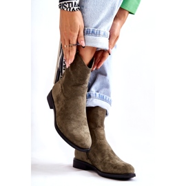 S.Barski Stivali da donna in pelle scamosciata con tacco piatto Verde Fiorenz HY66-66 3