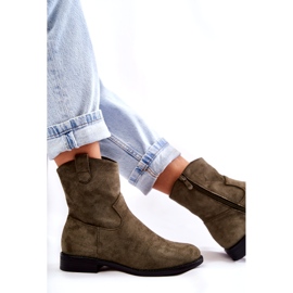 S.Barski Stivali da donna in pelle scamosciata con tacco piatto Verde Fiorenz HY66-66 2