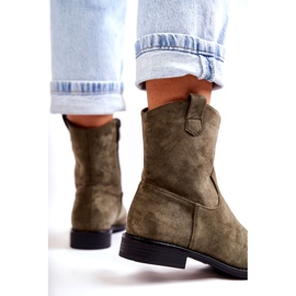 S.Barski Stivali da donna in pelle scamosciata con tacco piatto Verde Fiorenz HY66-66 1