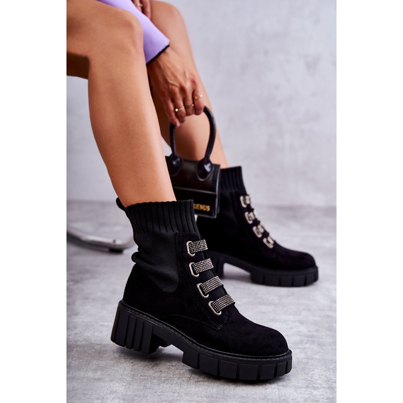 Seastar Stivaletti slip-on in camoscio nero con strass 4