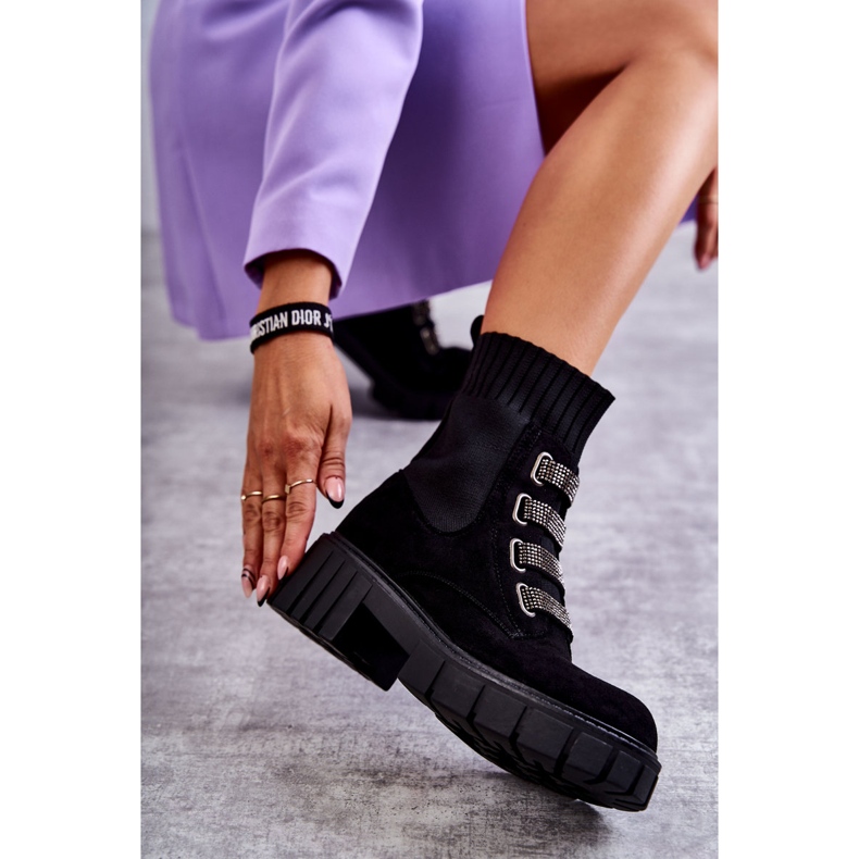 Seastar Stivaletti slip-on in camoscio nero con strass 3