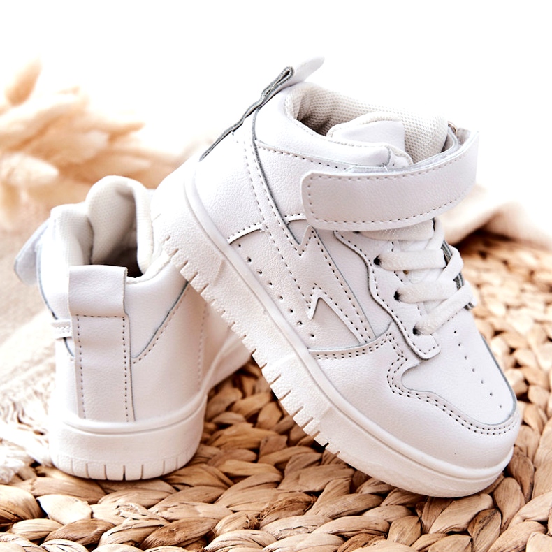 Scarpe sportive alte per bambini bianche bianca 3