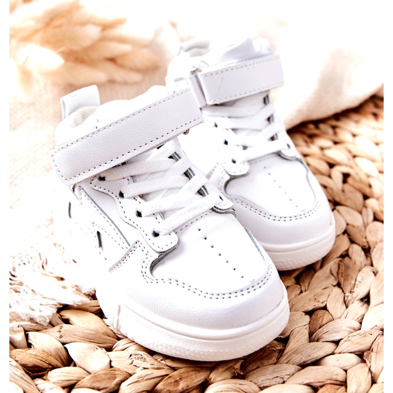 Scarpe sportive alte per bambini bianche bianca 1