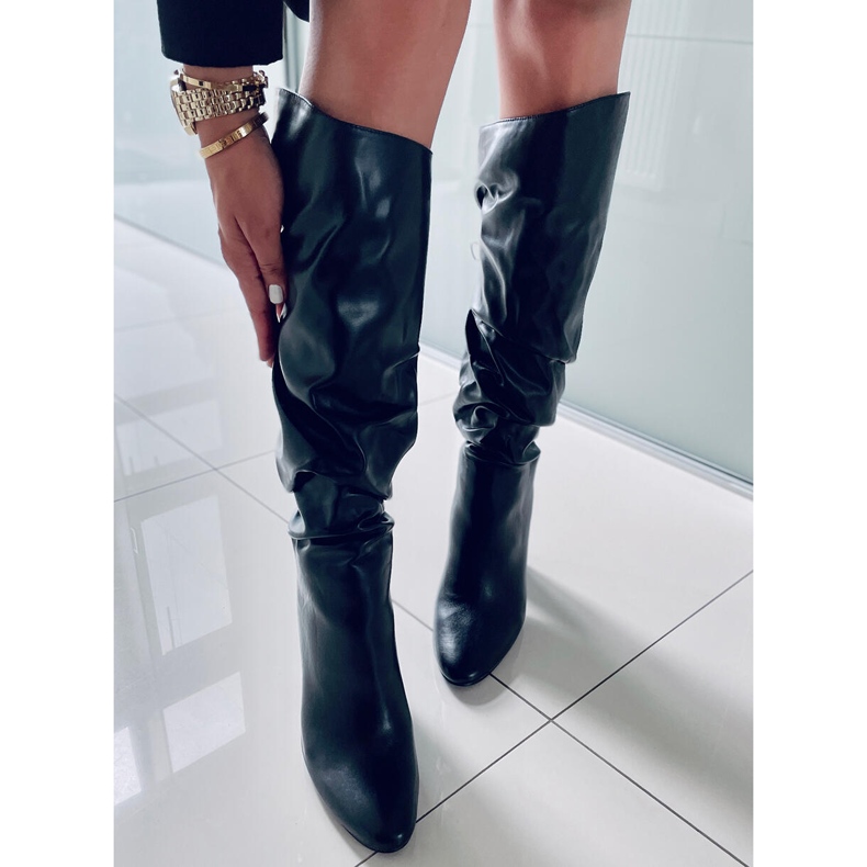 BM Stivali con tacco alto con stropicciature di Whitney Black nero 2