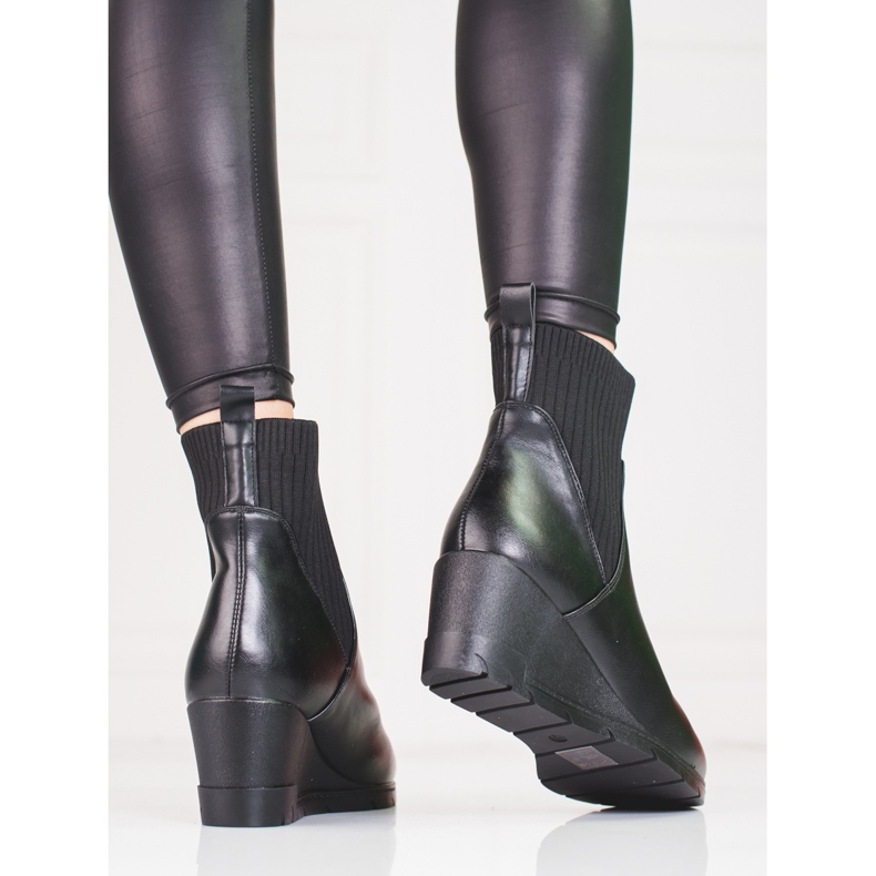 Stivali slip-on sulla zeppa Shelovet nero 1
