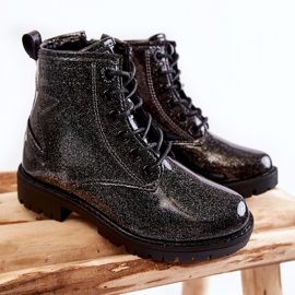 Stivali caldi laccati per bambini Big Star II374047 Nero-Argento 1