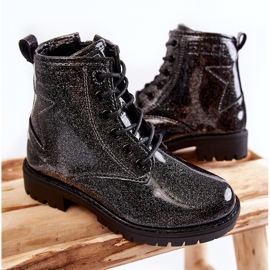 Stivali caldi laccati per bambini Big Star II374047 Nero-Argento 2