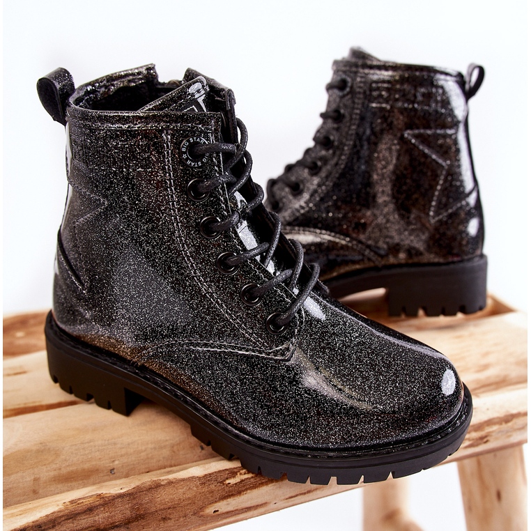 Stivali caldi laccati per bambini Big Star II374047 Nero-Argento 2