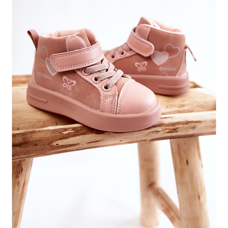 PA1 Sneakers Alte Da Bambino Con Velcro Rosa Cheezi 2