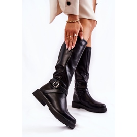 PG1 Stivali in pelle da donna con cintura Liese nera nero 1