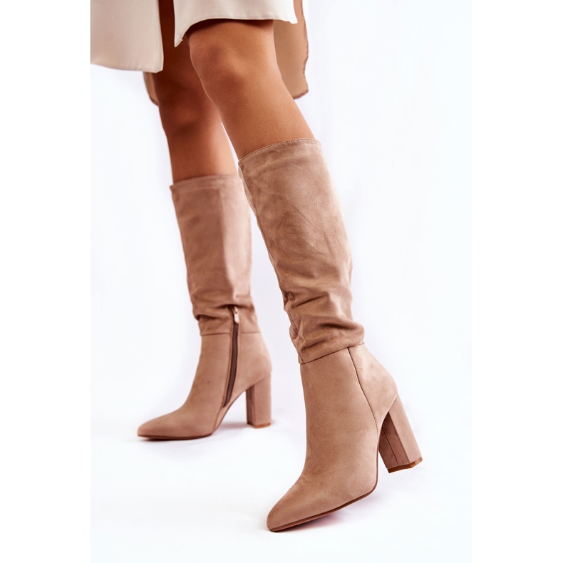 PG1 Slip On In Pelle Scamosciata Con Tacchi Alti Beige Miriam 2