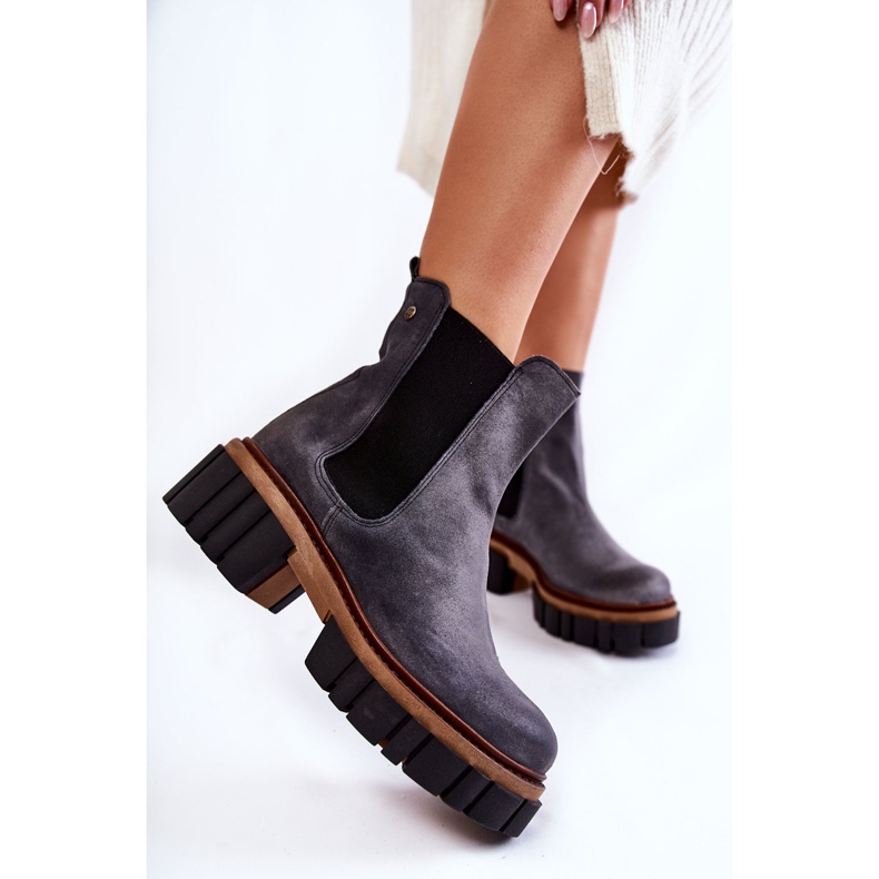 Stivali in pelle Workers Maciejka Grey 05312-03 grigio 1