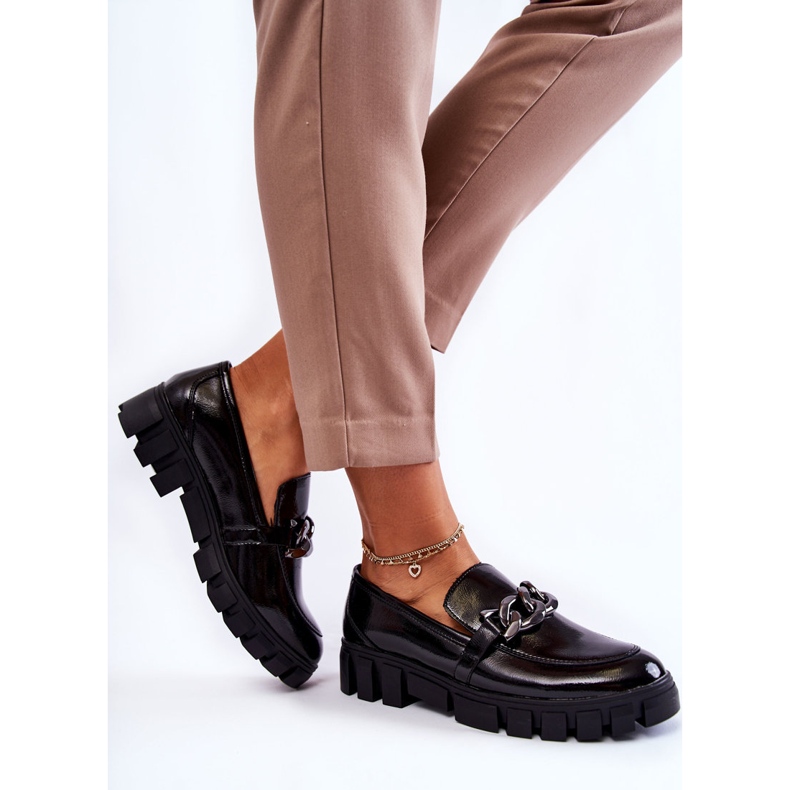 Sergio Leone Mocassini Laccati Sulla Piattaforma Inger Nera nero 2