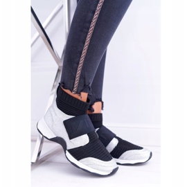 Scarpe Sportive da Donna Lu Boo Con Calzino Silver Glitter Phantom HT9022 nero d'argento 2