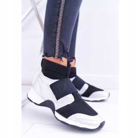 Scarpe Sportive da Donna Lu Boo Con Calzino Silver Glitter Phantom HT9022 nero d'argento 1