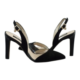 Lizard Sandali in pelle femminile su Szpilka 04765 Nero 3