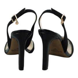 Lizard Sandali in pelle femminile su Szpilka 04765 Nero 2