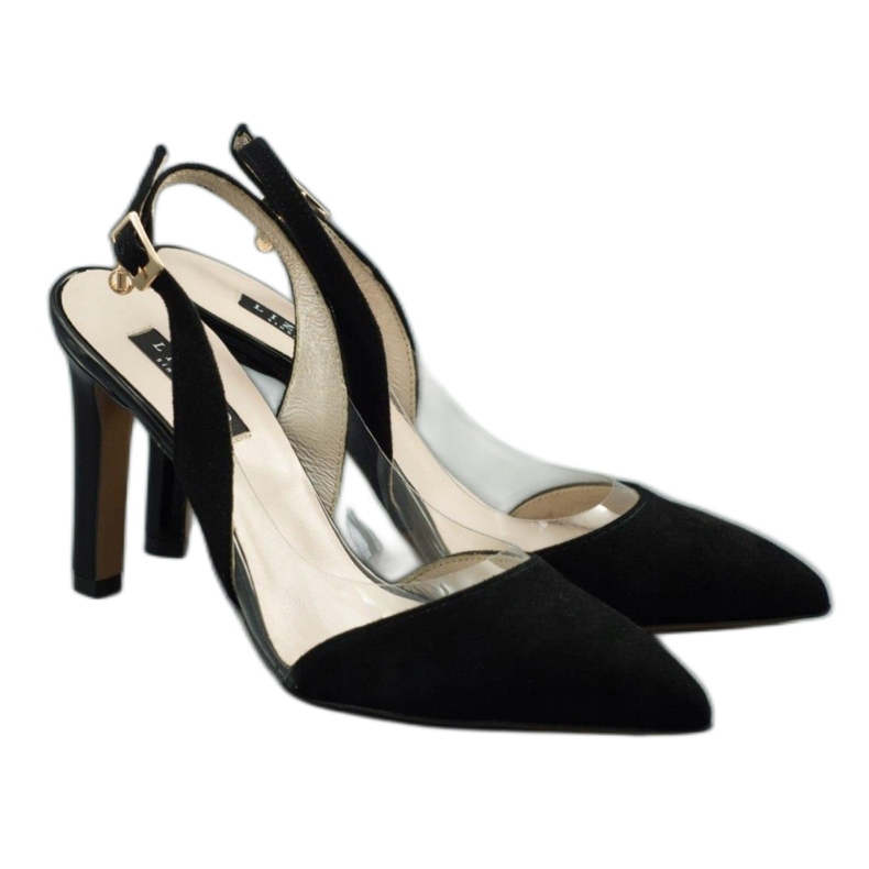 Lizard Sandali in pelle femminile su Szpilka 04765 Nero 1