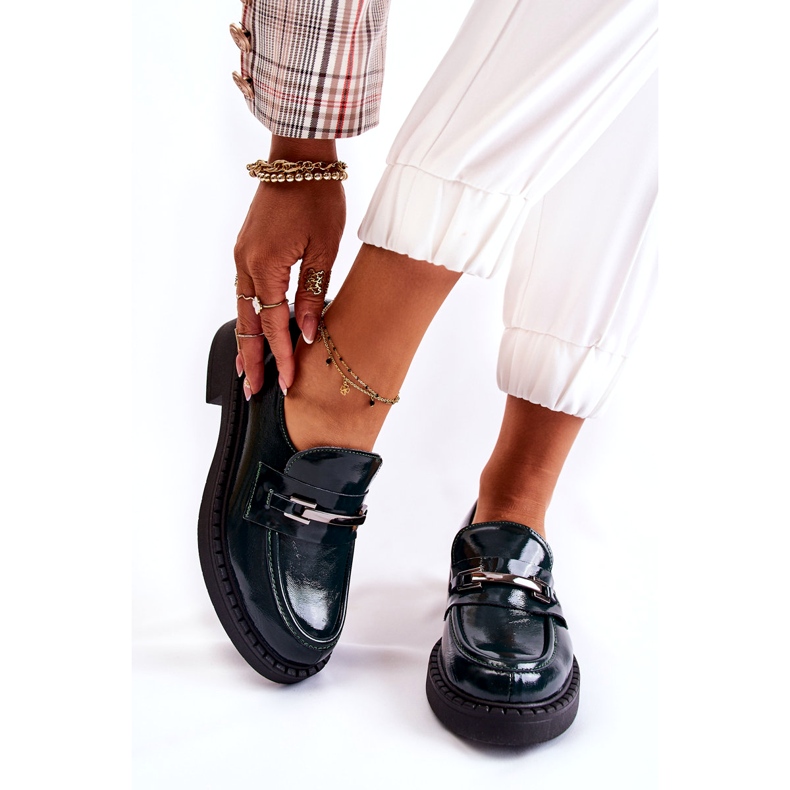 Lemar Scarpe in pelle da donna vernariche con una decorazione d'argento verde 3