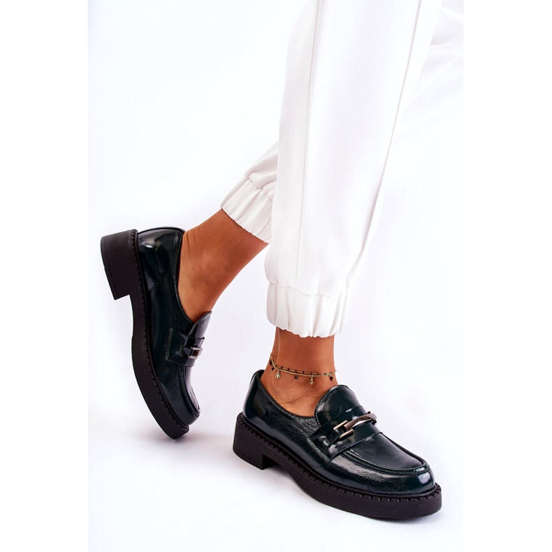 Lemar Scarpe in pelle da donna vernariche con una decorazione d'argento verde 2