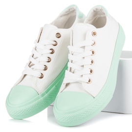 Sneakers Bianche Sulla Piattaforma Verde bianco 2