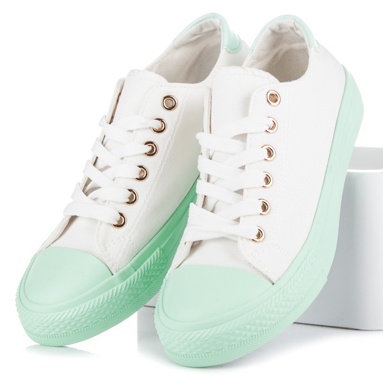 Sneakers Bianche Sulla Piattaforma Verde bianca 2