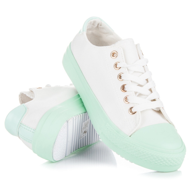 Sneakers Bianche Sulla Piattaforma Verde bianca 1