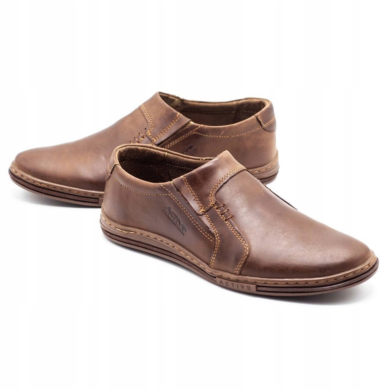 Polbut Mocassino da uomo realizzato in pelle 334 marrone 2