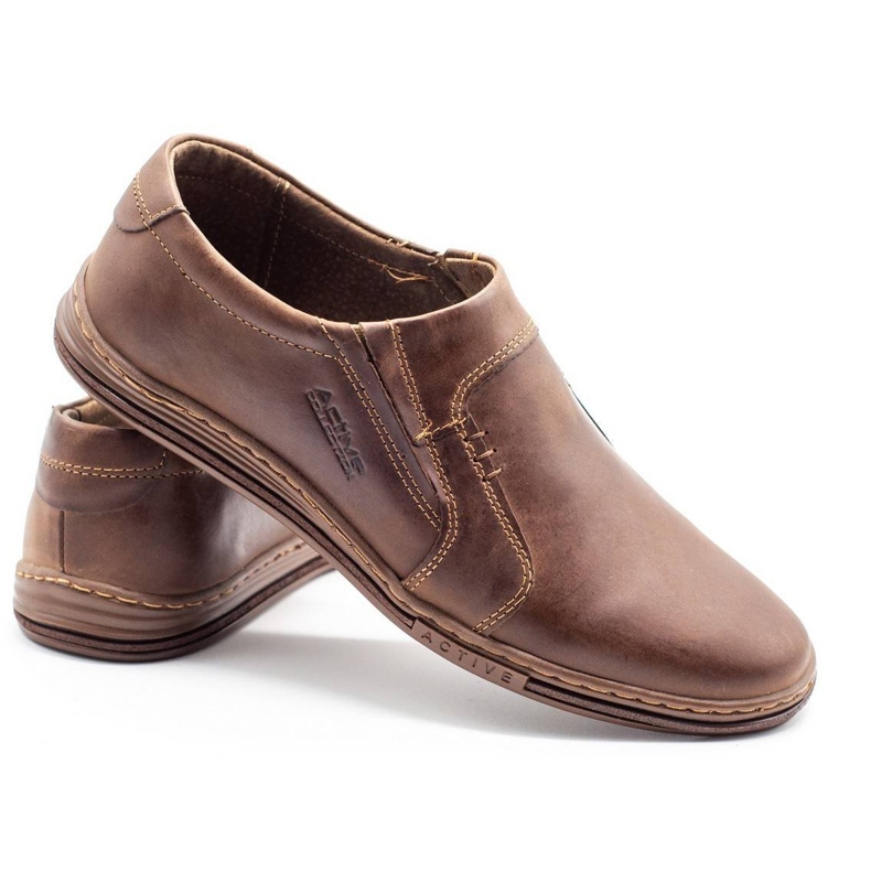 Polbut Mocassino da uomo realizzato in pelle 334 marrone 1