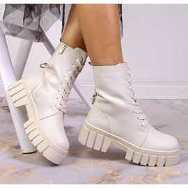 Stivali stringati da donna con cerniera, isolante beige Sergio Leone 1