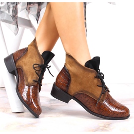 Stivali da donna Jezzi marrone caldo, stringati 1