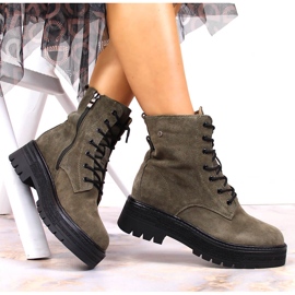 Stivaletti Filippo color cachi da donna in pelle scamosciata verde 1