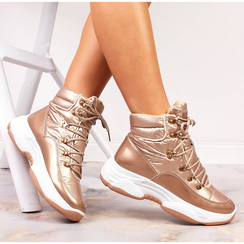 Scarpe sportive Vinceza dorate ad alto isolamento da donna d'oro 1