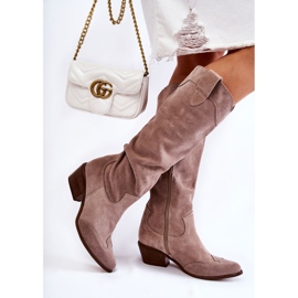 Lewski Shoes Stivali da donna con tacco alto Scarpe Lewski 3235 Cappucino beige 2