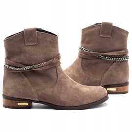 Olivier Stivali termici da donna con catena Luna beige marrone 2