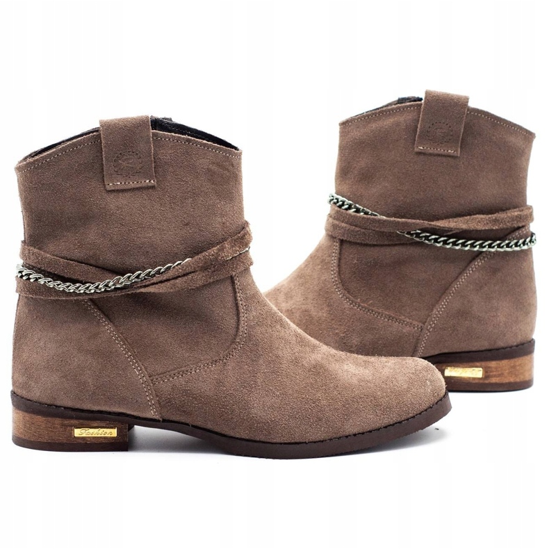 Olivier Stivali termici da donna con catena Luna beige marrone 2