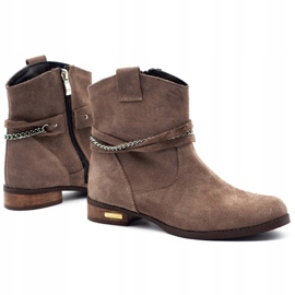 Olivier Stivali termici da donna con catena Luna beige marrone 1