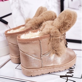 Stivali da neve caldi per bambini con pelliccia con orecchie coniglietto in oro rosa 20218-1H / 2H d'oro 4