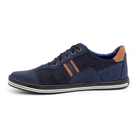 Polbut Scarpa casual da uomo 1801P nabuk/cammello blu navy 1